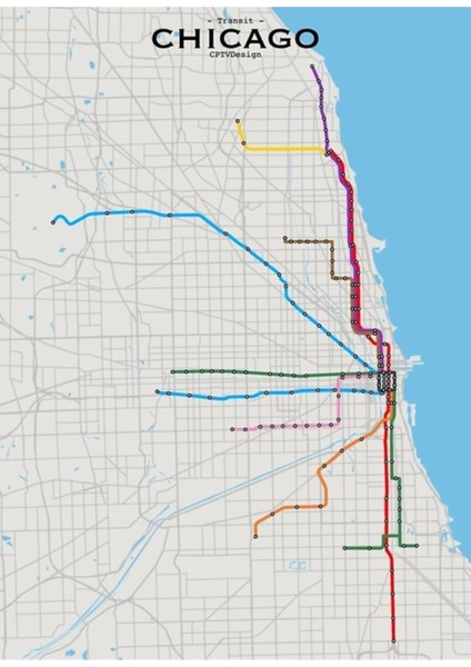 Chicago Transit Haritası Tablo Ahşap Poster Dekoratif