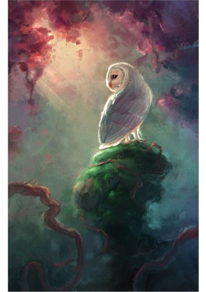 Peçeli Baykuş Tablo Ahşap Poster Dekoratif