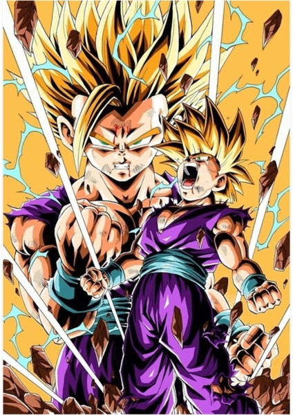 Gohan Super Saiyan 2 Tablo Ahşap Poster Dekoratif