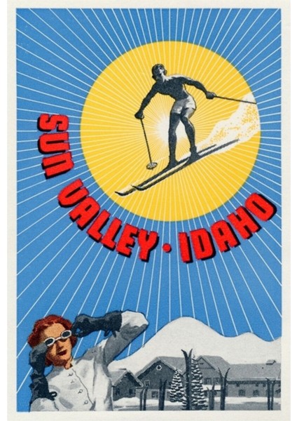 1940'LAR Sun Valley Idaho Tablo Ahşap Poster Dekoratif