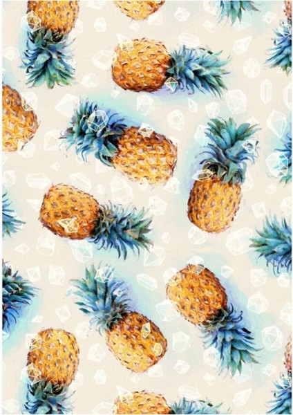 Ananas + Kristaller Tablo Ahşap Poster Dekoratif