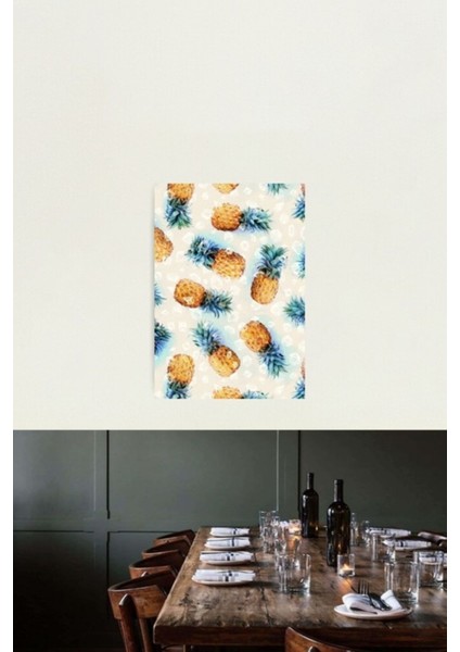 Ananas + Kristaller Tablo Ahşap Poster Dekoratif