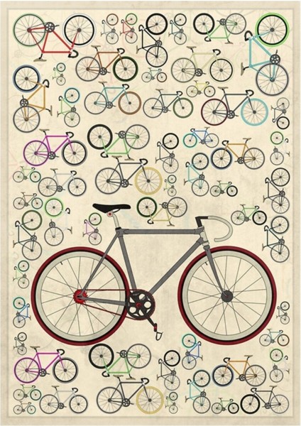 Aşk Fixie Yol Bisikleti Tablo Ahşap Poster Dekoratif