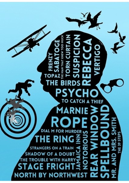 Hitchcock Tablo Ahşap Poster Dekoratif