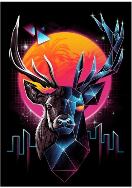 Rad Stag Tablo Ahşap Poster Dekoratif
