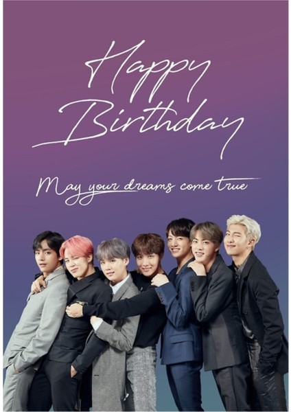 Bts Doğum Günü Kartı Tablo Ahşap Poster Dekoratif KOD2542
