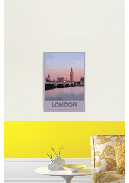 Londra'ya Seyahat Tablo Ahşap Poster Dekoratif