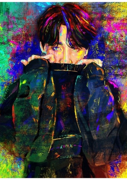 Bts Jungkook Dijital Resim Tablo Ahşap Poster Dekoratif KOD1585