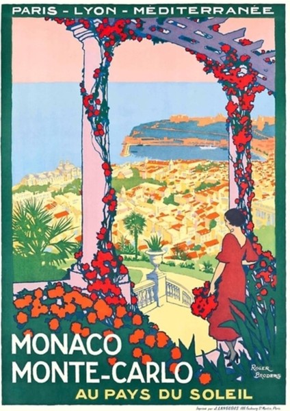 1920 Monaco Monte Carlo Güneş Ülkesinde Poster Tablo Ahşap Poster Dekoratif