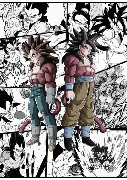 Goku Vs Vegeta Dragon Ball Gt Ss4 Ssj4 Manga Anime Versiyonu Tablo Ahşap Poster Dekoratif