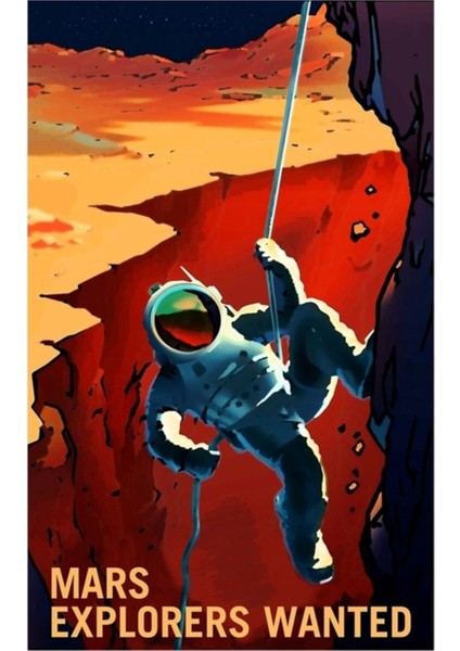 Mars Gezginleri Mars'a Yolculuk Istiyor Nasa Işe Alım Propagandası Tablo Ahşap Poster Dekoratif