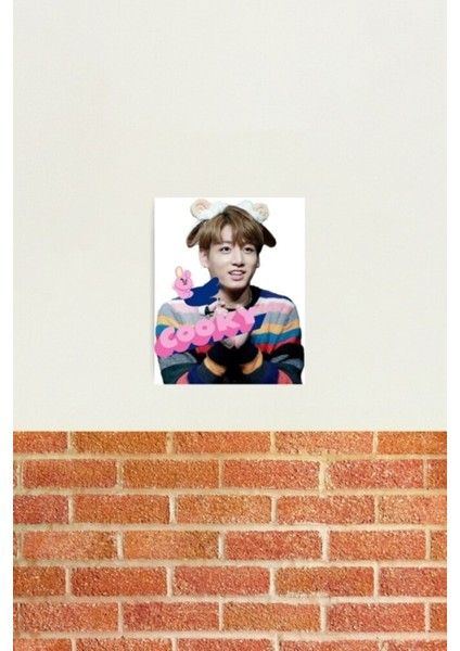 Bts- Jungkook, BT21 Karakter Çerezi ile Tablo Ahşap Poster Dekoratif KOD463