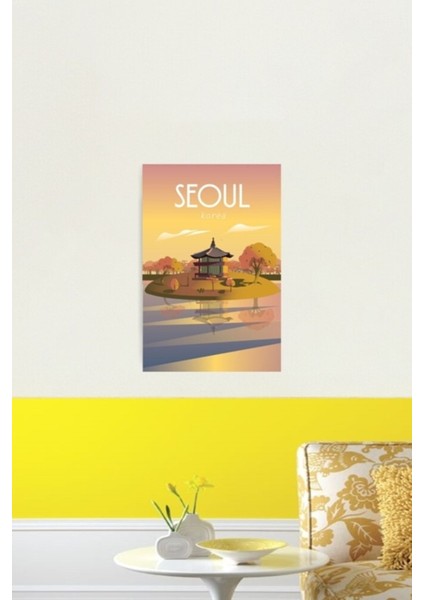 Seul Kore Seyahat Posteri Tablo Ahşap Poster Dekoratif Duvara Yazdırılabilir fiyatları