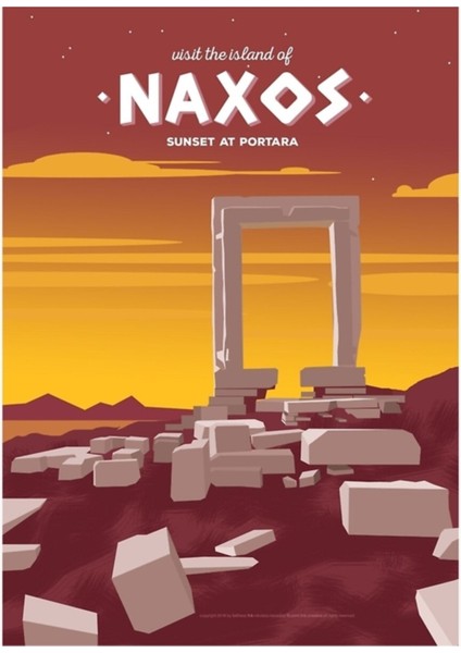 Portara, Naxos'ta Gün Batımı (Gr) Tablo Ahşap Poster Dekoratif