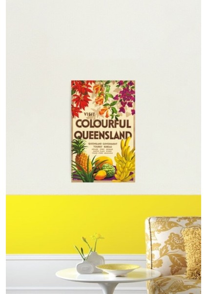 Renkli Queensland Avustralya Tropikal Meyve ve Flora Poster Tablo Ahşap Poster Dekoratif fiyatları