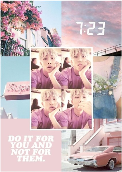 Rap Monster - Pembe Düzenleme Tablo Ahşap Poster Dekoratif KOD1168