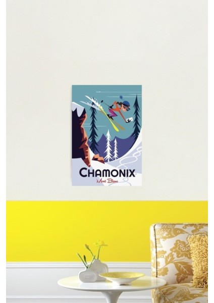 Chamonix Mont Blanc Poster Tablo Ahşap Poster Dekoratif