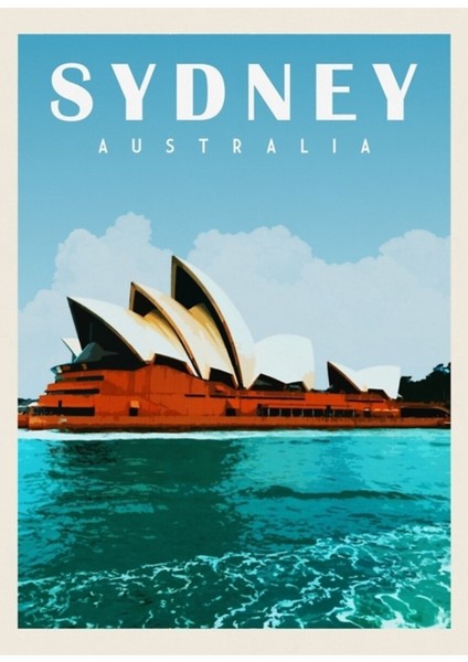 Sidney Seyahat Opera Binası Sidney Manzarası Avustralya Tablo Ahşap Poster Dekoratif