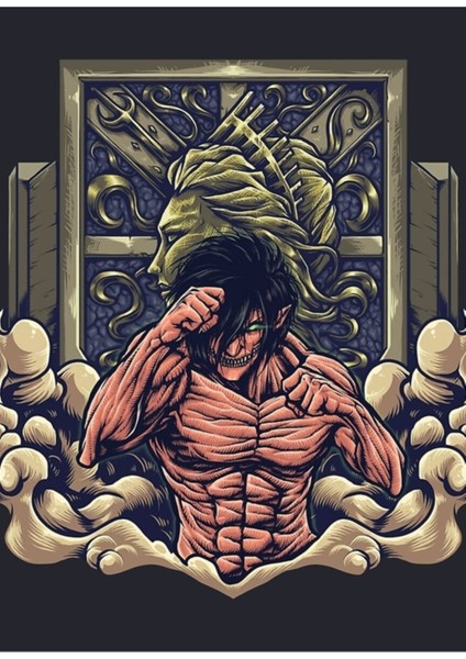 Eren Attack Titan Tablo Ahşap Poster Dekoratif