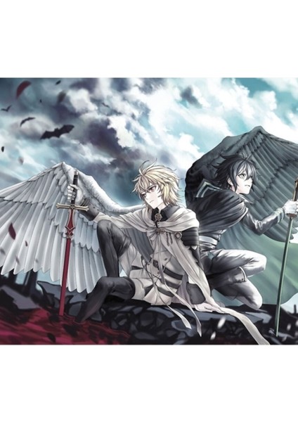 Owari No Seraph - Mika ve Yuu Tablo Ahşap Poster Dekoratif