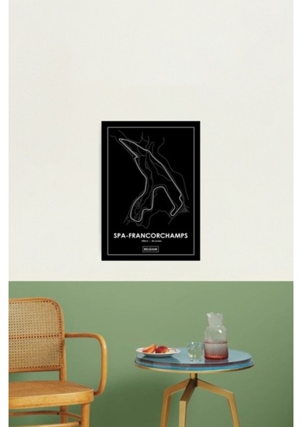 Spa-Francorchamps - Belçika Güzergah Haritası Tablo Ahşap Poster Dekoratif
