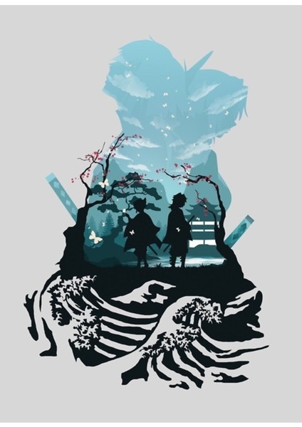 Giyu Tomioka Demon Slayer Tablo Ahşap Poster Dekoratif