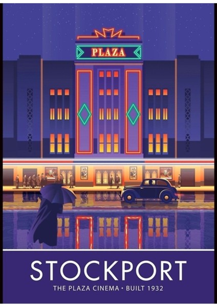 Stockport, Plaza Cinema Poster Tablo Ahşap Poster Dekoratif