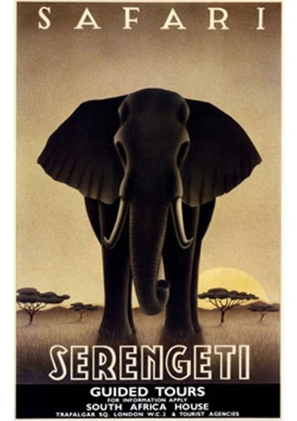 Seyahat Posteri: Serengeti Tanzanya Safari Tablo Ahşap Poster Dekoratif