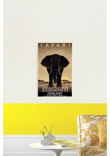 Seyahat Posteri: Serengeti Tanzanya Safari Tablo Ahşap Poster Dekoratif