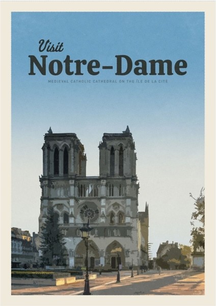 Notre-Dame Tablo Ahşap Poster Dekoratifnı Ziyaret Edin