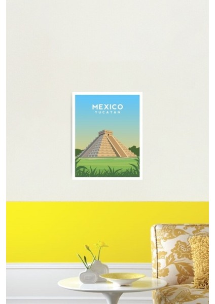 Meksika - Yucatan Yarımadası'ndaki Chichen Itza Tablo Ahşap Poster Dekoratif