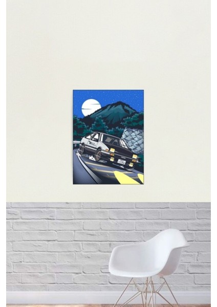 Ilk D Takumi Fujiwara Hachiroku Yokuş Aşağı Saldırısı! AE86 Trueno Tablo Ahşap Poster Dekoratif