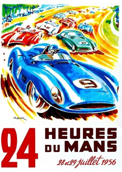 Du Mans: 24 Saat Otomobil Yarışı Baskısı Tablo Ahşap Poster Dekoratif