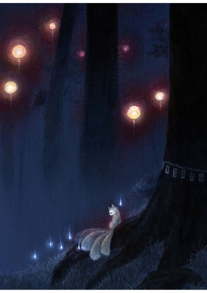 Orman Hayaleti - Teakitsune Fox Yokai Tablo Ahşap Poster Dekoratif