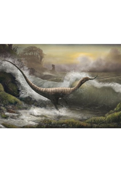 Deniz Kenarında Sarcosaurus Tablo Ahşap Poster Dekoratif