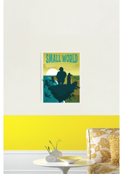 Küçük Dünya Masa Oyunu - Minimalist Seyahat Poster Tarzı - Oyun Sanatı Tablo Ahşap Poster Dekoratif