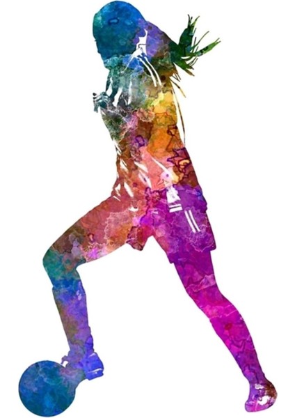 Futbol Futbolcu Silueti Oynayan Kız Tablo Ahşap Poster Dekoratif