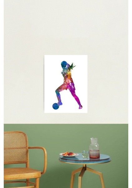 Futbol Futbolcu Silueti Oynayan Kız Tablo Ahşap Poster Dekoratif fiyatları