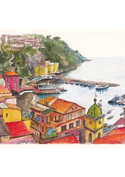 Sorrento Limanı, Napoli Körfezi, Italya Tablo Ahşap Poster Dekoratif