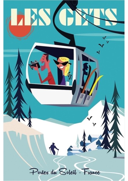 Les Gets Kayak Posteri Tablo Ahşap Poster Dekoratif