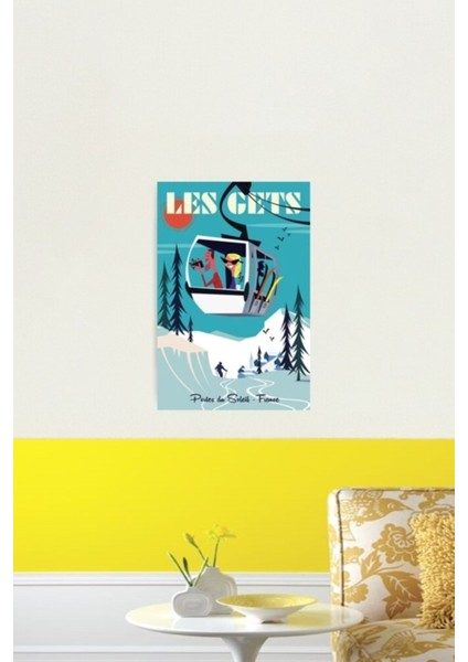 Les Gets Kayak Posteri Tablo Ahşap Poster Dekoratif