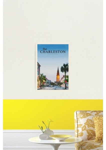 Charleston Tablo Ahşap Poster Dekoratifnı Ziyaret Edin fiyatları