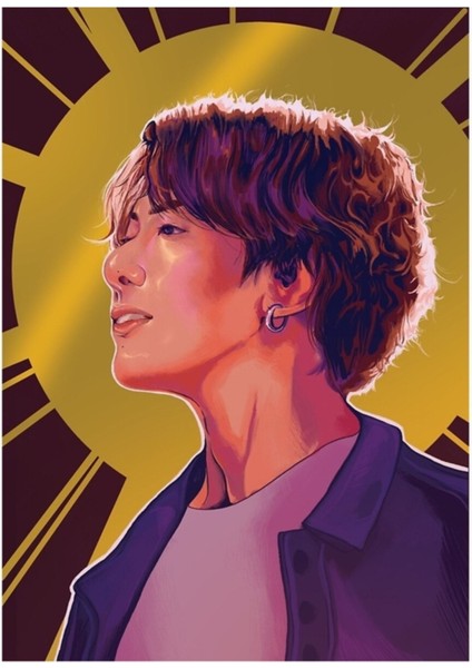 Altın Maknae Jungkook Tablo Ahşap Poster Dekoratif KOD2427