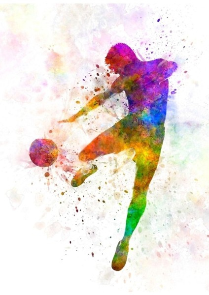 Tablo Ahşap Poster Dekoratif Tekme Uçan Adam Futbol Futbolcusu