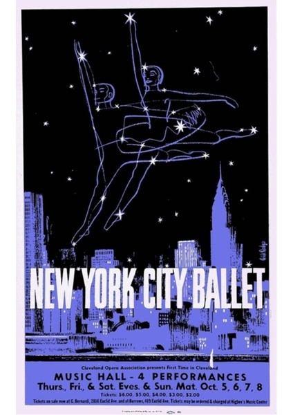 1960'LAR Vintage Bale Posteri New York City Balesi Cleveland Opera Derneği Ahşap Poster Dekoratif