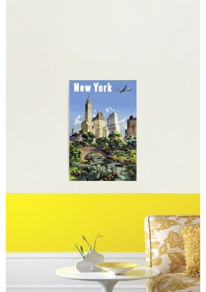 New York City Gökdelenler Hava Yolculuğu Tablo Ahşap Poster Dekoratif fiyatları