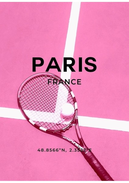 Pembe Tenis Raketi, Tenis Posteri, Tenis Baskısı Tablo Ahşap Poster Dekoratif