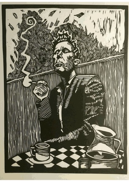 Tom Waits Bir Sigara Içerken Grafit Sanat Eseri Tablo Ahşap Poster Dekoratif