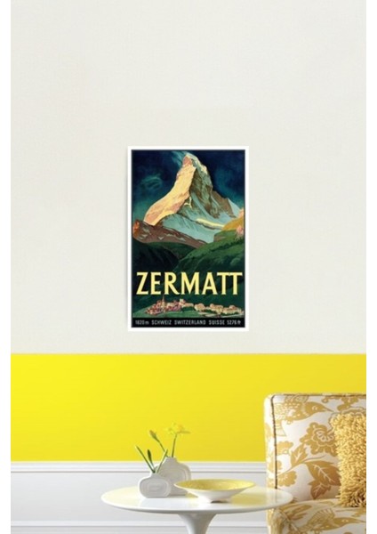 Isviçre Zermatt Travel 1933 Tablo Ahşap Poster Dekoratif