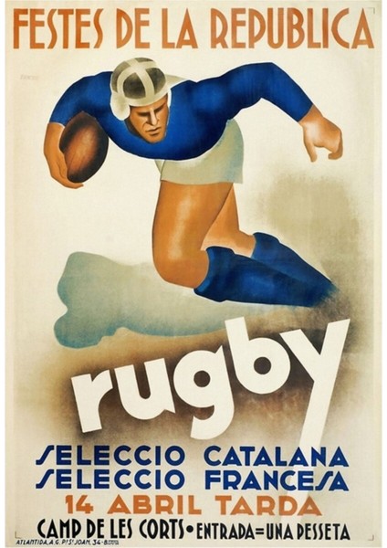 Art Deco Fubtol Ispanyol Rugby Spor Seyahat Posteri Tablo Ahşap Poster Dekoratif